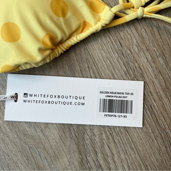 White Fox Golden Hour Bikini Top Lemon Polka Dot - Picture 4 of 6